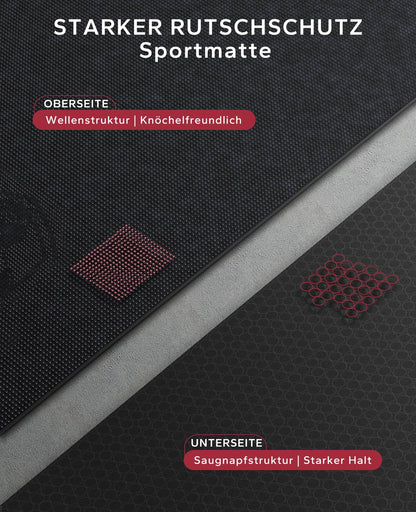 HAPBEAR Yogamatte XXL Fitnessmatte - Schwarz Rutschfest