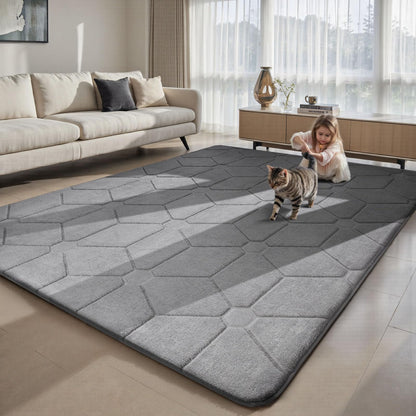 Sour Lemon Wohnzimmer Teppich Grau Waschbar Kurzflor - 160x230cm