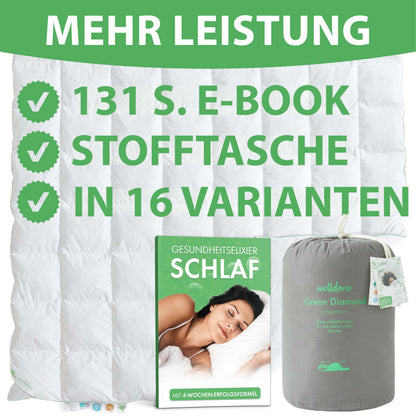 Welldora Komfort Daunendecke 135x200 cm, 4 Jahreszeiten, zweiteilig