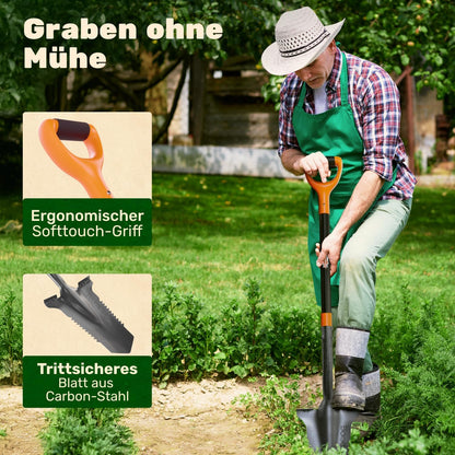 BoomDing Wurzelspaten WSP – Gartenspaten mit Wurzelsäge und Trittkante