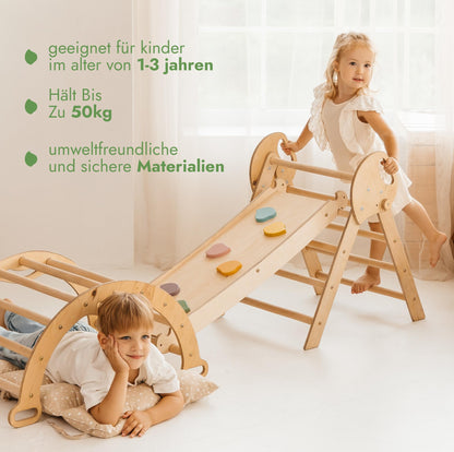Goodevas 5-in-1 Montessori Klettergerüst Set mit Rutsche, 1-3 Jahre