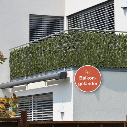 ELONEO Balkon Sichtschutz wetterfest 300x125 cm in Blätteroptik grün