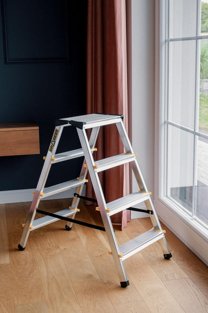 DRABEST Aluminium Mehrzweckleiter – 2x4 Stufen Beidseitig
