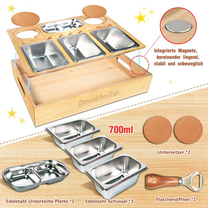 EKXXHVLS Couchbar Snackbox Sofatablett mit 3 Snackschalen, schwarz