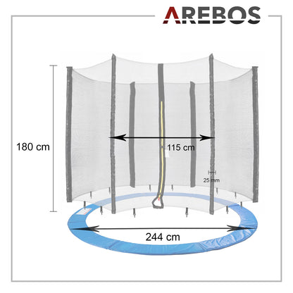 Arebos Trampolin Randabdeckung und Sicherheitsnetz 244 cm