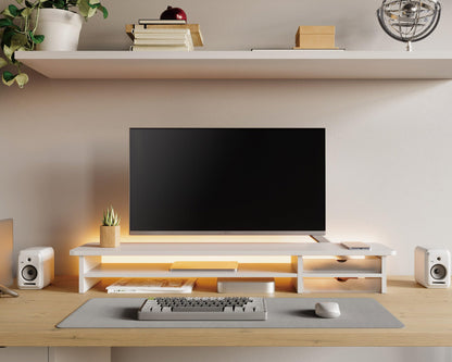 Fenge Dual Monitorständer Riser – 2 Schubladen 108cm Weiss