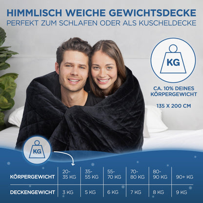 Samthus Gewichtsdecke Sherpa Fleece 135x200cm 8kg - Schwarz