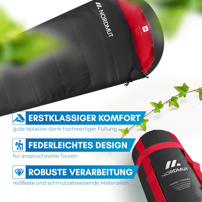 NORDMUT Mumienschlafsack für Erwachsene – ultraleicht, 900/1500 g