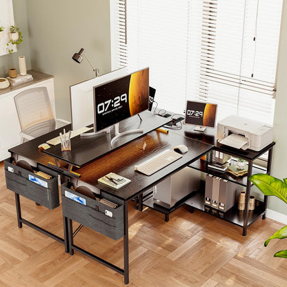 Coleshome Gaming L-Schreibtisch 120x80cm – LED & Steckdosen Schwarz