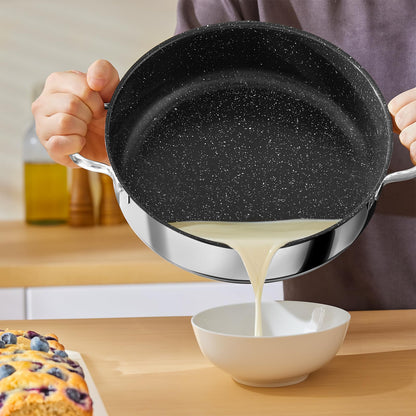 BEZIA Schmorpfanne 28 cm mit Deckel, 5,1 L, Edelstahl, Induktion