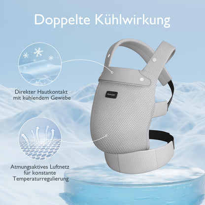 Momcozy Babytrage Air Mesh Grau, ergonomisch mit X-Rücken