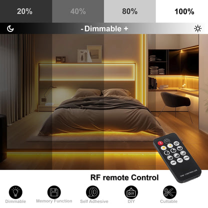 luktix COB LED Streifen 10m Warmweiss 2700K dimmbar mit Fernbedienung