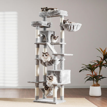 Heybly HCT034W Kratzbaum Katzenturm – 180 cm, Hellgrau