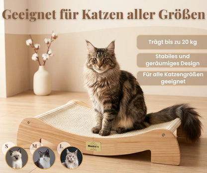 Mookie's Kratzbrett XL 67x42 cm – 2-in-1 Katzenliege aus Massivholz