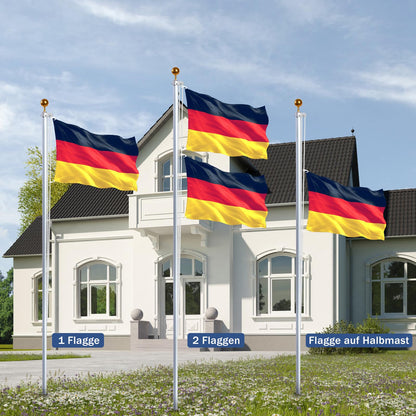 NQ Fahnenmast Set 6 m, Aluminium, höhenverstellbar, silber
