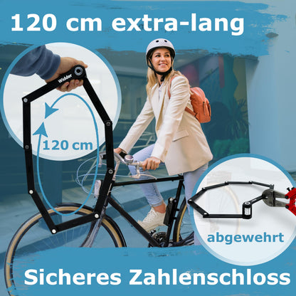 Widder Nero Faltschloss 120 cm, Zahlenschloss, Titan-Stahl Level 15