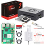 iRasptek Raspberry Pi 5 8GB Starter Kit - 128GB Aluminium, kompakter, rechteckiger Mini-PC im silbernen Gehäuse. Für Projekte.
