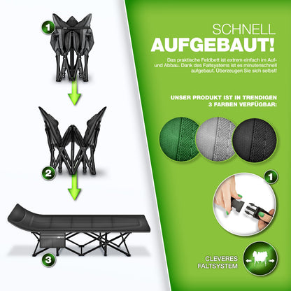 tillvex Campingbett klappbar – extra breit 280kg Tragetasche