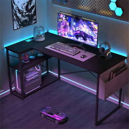 BEXEVUE Gaming Ecktisch 120x70 cm - Umkehrbar, Schwarz