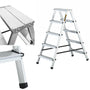 DRABEST Klappleiter Aluminium 2x5 Stufen Trittleiter bis 125 kg mit geriffelten Stufen und Standfüssen