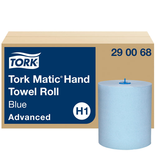 Tork Matic Advanced 290068 H1 Papierhandtücher, blau, 2-lagig. Rolle für effiziente Händetrocknung in H1-Spendern.