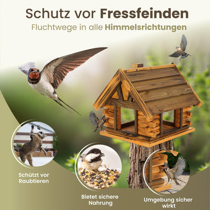 Mazur Vogelfutterhaus aus Holz XL geflammt und wetterfest