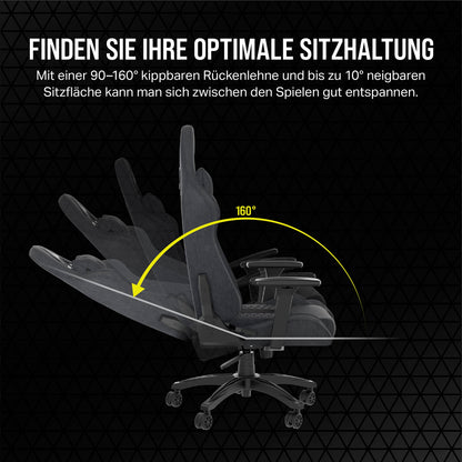 Corsair TC100 Relaxed Gaming Stuhl Stoff Grau/Schwarz