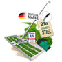 easimo Rasenrakel 114x25 cm aus Stahl mit 2,13 m Stange zum Nivellieren des Rasens