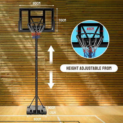 LIFERUN Basketballkorb Outdoor Verstellbar 230-305cm – 110x70cm