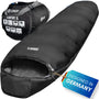 EXPLORER® Comfort XL Mumienschlafsack Winter -23°C Schwarz. Schwarzer Mumienschlafsack hält bis -23°C warm bei winterlichen Outdoor-Übernachtungen.