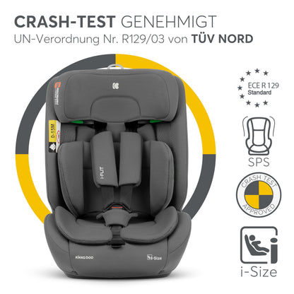 KikkaBoo i-Size i-FLIT Kindersitz ISOFIX 76-150 cm Hellgrau