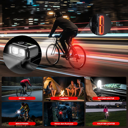 Jobapany Fahrradlicht Set 100 Lux, StVZO, Rücklicht mit Bremslicht