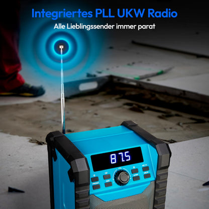 MEDION E65895 Baustellenradio mit Akku, Bluetooth, UKW, IP54, grün