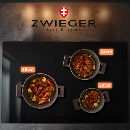 ZWIEGER BLACK STONE Schmortopf und Brottopf mit Deckel, 24 cm