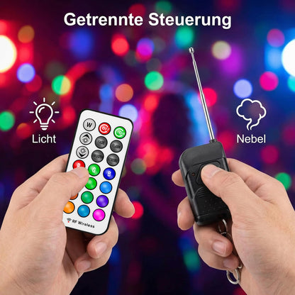 Katomi Nebelmaschine 500W Mini mit 8 RGB LEDs und Fernbedienung