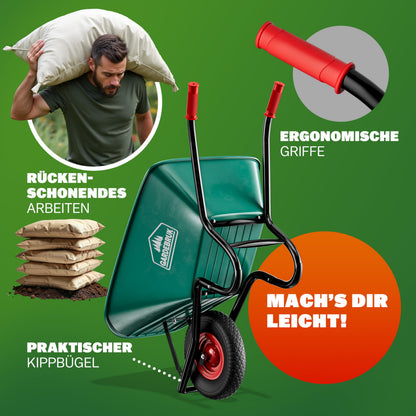 GARDEBRUK Bauschubkarre 100L Kunststoffwanne Luftreifen