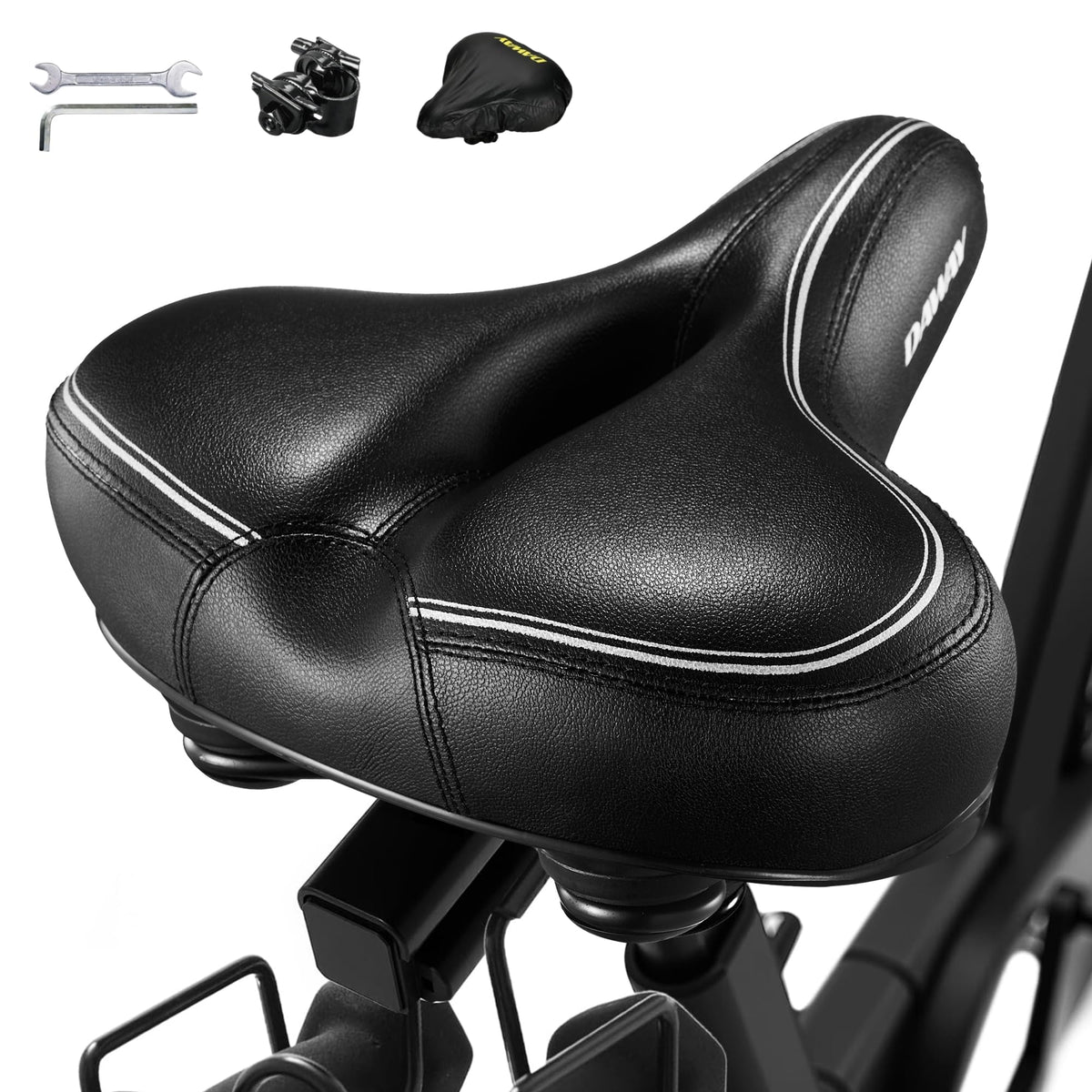 DAWAY C30i Fahrradsattel – Extra breiter Sattel mit Memory-Schaum, Doppelfederung
