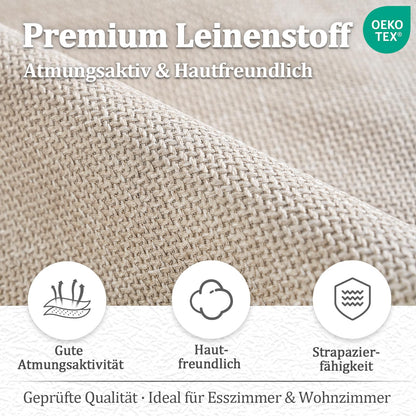 Goeurvant Esszimmerstühle 6er Set, 360° drehbar, Leinen, Beige