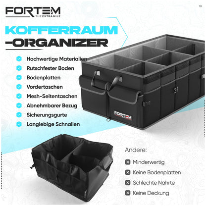 FORTEM Kofferraum-Organizer Auto 85L, faltbar, mit Deckel