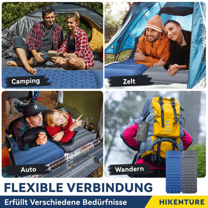 HIKENTURE Camping Isomatte aufblasbar 13 cm mit Kissen und Fusspumpe