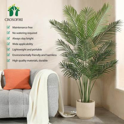 CROSOFMI Künstliche Palme 170 cm im Topf, Kunstpflanze für Wohnzimmer