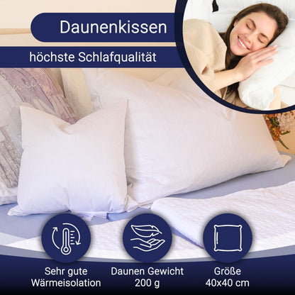 ZOLLNER 2er Set Deluxe Daunenkissen - 100% Daunen 40x40cm