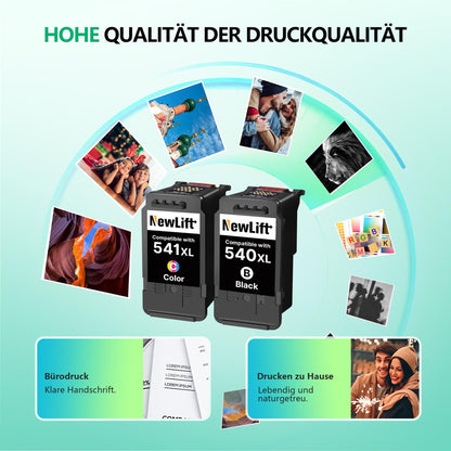 NewLift PG-540XL CL-541XL Druckerpatronen 2er-Pack Schwarz Farbe