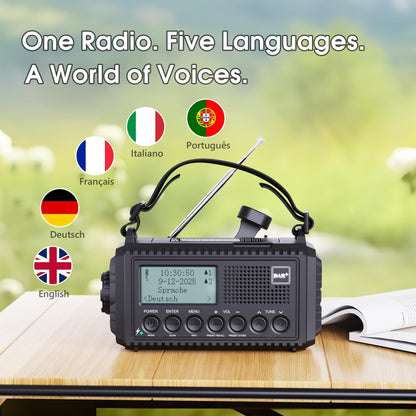 ROCAM CR1009PRO DAB Kurbelradio DAB+/UKW Solar Notfallradio 5000mAh