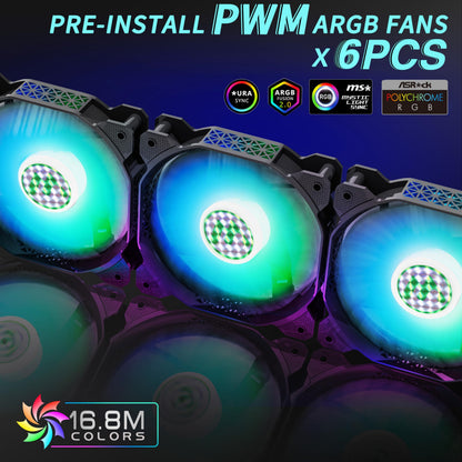 MUSETEX NN8 ATX Gaming PC Gehäuse mit ARGB Lüfter – Schwarz