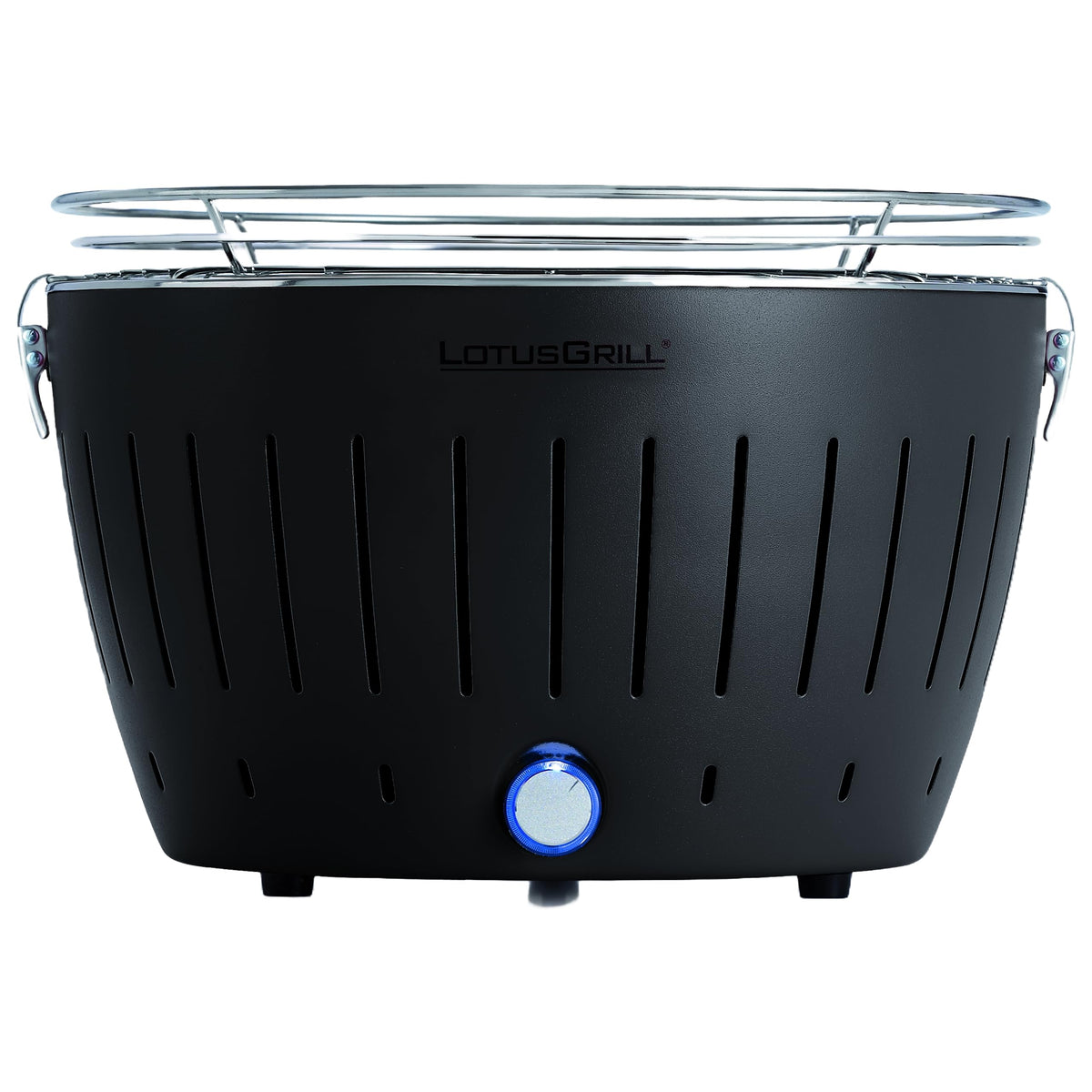 LotusGrill Classic G340 Holzkohle-Tischgrill in Anthrazitgrau – raucharm, mit USB-Anschluss