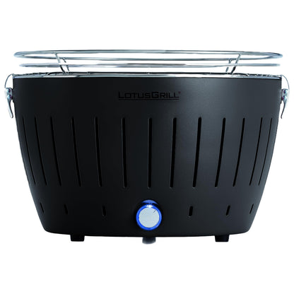 LotusGrill Classic G340 Holzkohle-Tischgrill in Anthrazitgrau – raucharm, mit USB-Anschluss