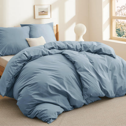 Bedsure Bettwäsche-Set Baumwolle 135x200, 4-teilig, Graublau