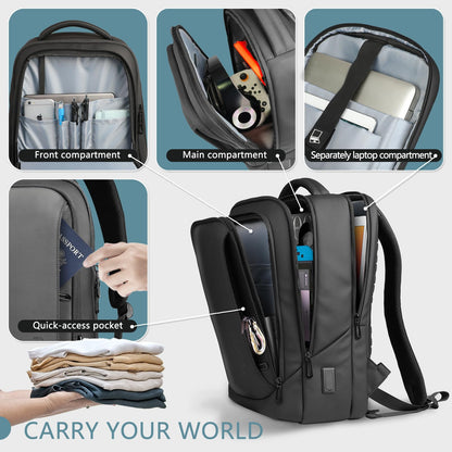 HEROIC KNIGHT Business Laptoprucksack 15,6 Zoll mit USB, schwarz