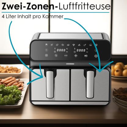 Profi Dual Heissluftfritteuse 4-in-1 – Mit 2 unabhängigen Kammern